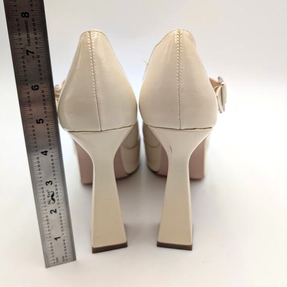 Chase & Chloe Mary Jane Platform Pump Square Toe Women's Beige Size US10 EU40.5 - Picture 4 of 12